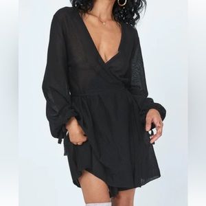 NWT Princess Polly mini wrap dress black size XS/S